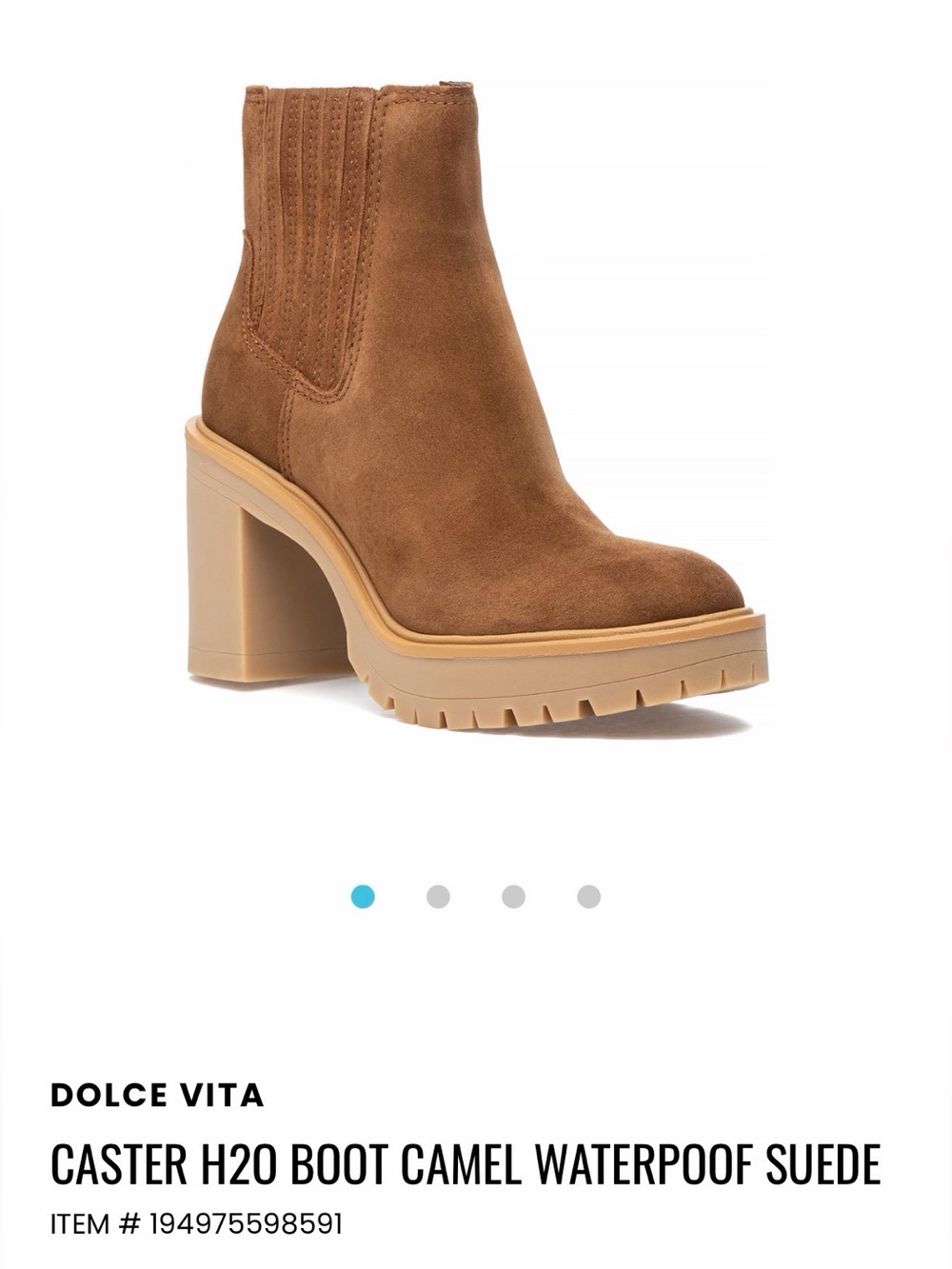 Dolce Vita Caster H2O Boot Camel Suede Chunky Platform Ankle Boot